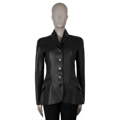 Pre-owned Hermes Black Leather 2010 Blazer Jacket 38 S