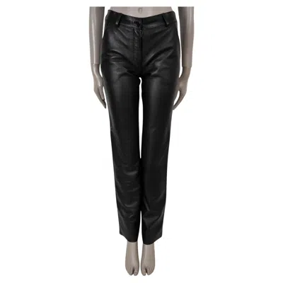 Pre-owned Hermes Black Leather 2010 Straight Pants 36 Xs