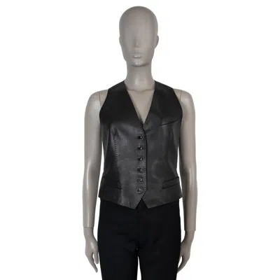 Pre-owned Hermes Black Leather 2010 Vest Jacket 38 S