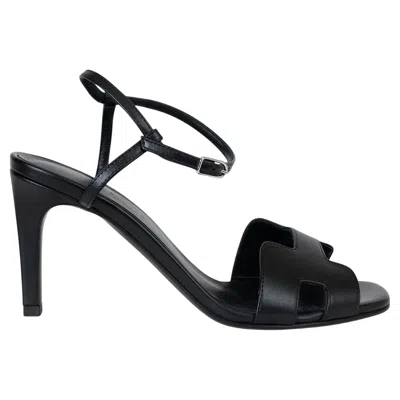 Pre-owned Hermes Black Leather 2024 Heden 80 Sandals Shoes 36