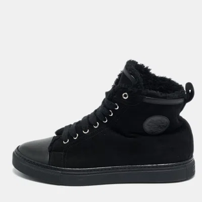 Pre-owned Hermes Black Leather And Suede Jimmy High Top Sneakers Size 41