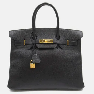Pre-owned Hermes Black Leather Ardennes Birkin 35 Bag