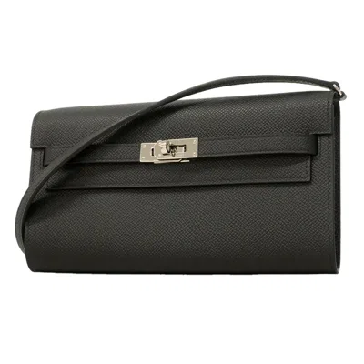 Pre-owned Hermes Black Leather Chain/shoulder Wallet ()