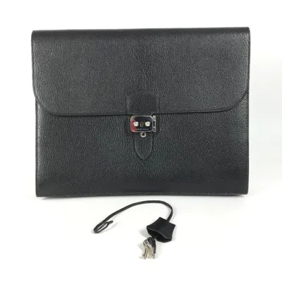Pre-owned Hermes Black Leather Clutch Bag Pouch ()