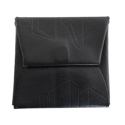 Pre-owned Hermes Black Leather Coin Purse/coin Case ()