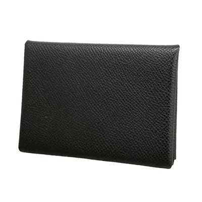 Pre-owned Hermes Black Leather Coin Purse/coin Case ()
