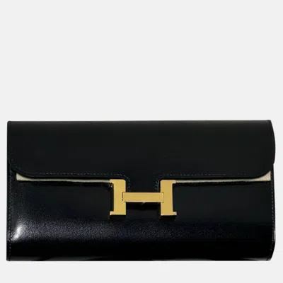 Pre-owned Hermes Black Leather Constance To Go Shoulder Bag