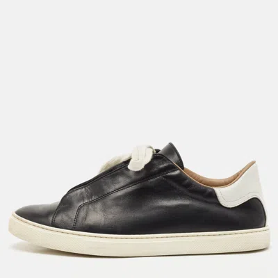 Pre-owned Hermes Black Leather Day Low Top Sneakers Size 40