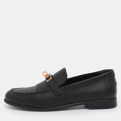 Pre-owned Hermes Hermès Black Leather Destin Loafers Size 38