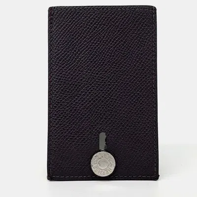 Pre-owned Hermes Black Leather Diabolo Card Holder (d)