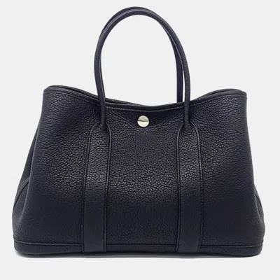 Pre-owned Hermes Black Leather Garden Party 30