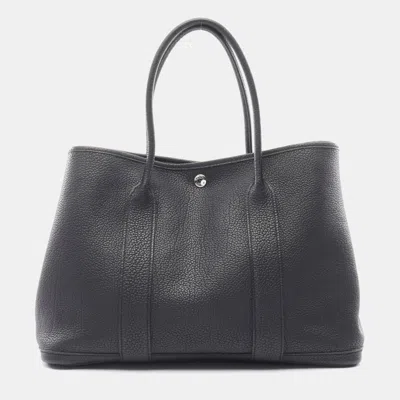 Pre-owned Hermes Black Leather Garden Party Tote Bag