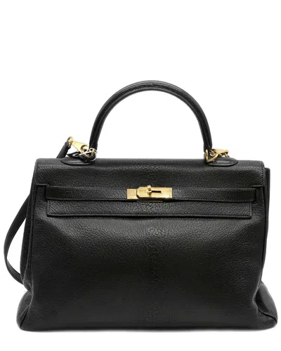 Pre-owned Hermes Hermès Black Leather Kelly 35 Black Bag - '00s (authentic Pre-loved)