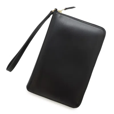 Pre-owned Hermes Black Leather Long Wallet (bi-fold) ()