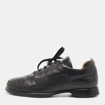 Pre-owned Hermes Black Leather Low Top Trainers Size 45