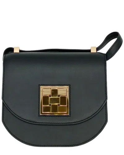 Pre-owned Hermes Hermès Black Leather Mosaic Shoulder Bag - '10s (authentic Pre-loved)