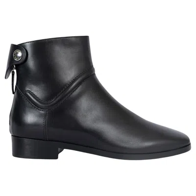 Pre-owned Hermes Black Leather Nedji Competition Ankle Boots Shoes 36