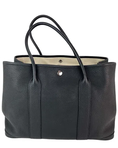 Pre-owned Hermes Hermès Black Leather Negonda Garden Party Mm 36 Tote (authentic Pre-loved)