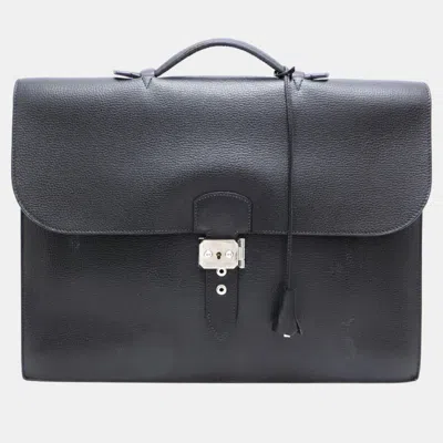 Pre-owned Hermes Black Leather Togo Sac A Depeches 38 Business Bag