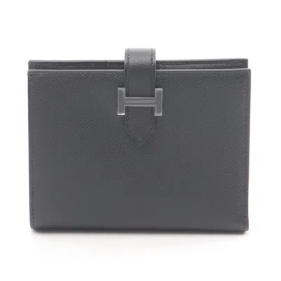 Pre-owned Hermes Black Leather Wallet (bi-fold) ()