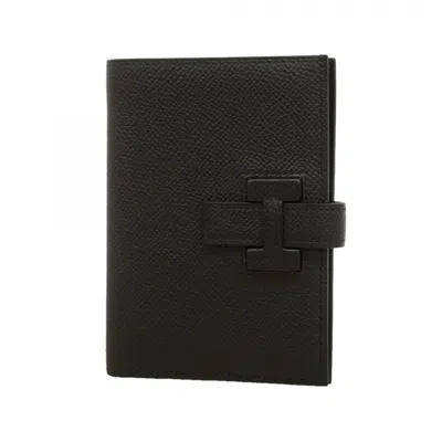 Pre-owned Hermes Black Leather Wallet (bi-fold) ()