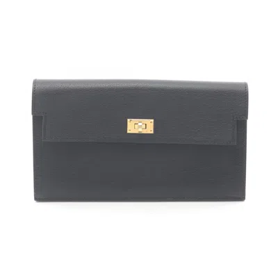 Pre-owned Hermes Black Long Wallet (bi-fold) ()