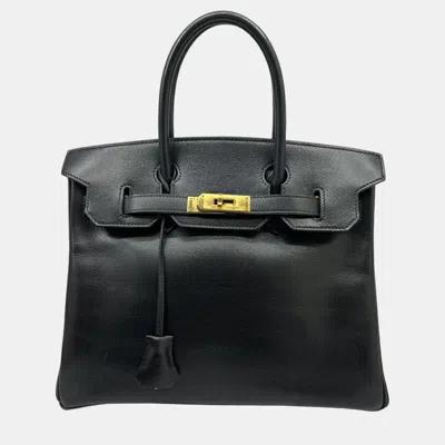 Pre-owned Hermes Black Lycee Birkin Engraved Handbag