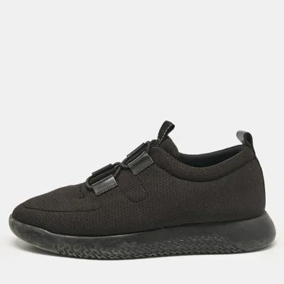 Pre-owned Hermes Black Mesh Team Sneakers Size 40.5