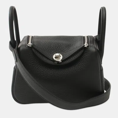 Pre-owned Hermes Black Mini Taurillon Clemence Lindy