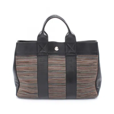 Pre-owned Hermes Black Multi-color Evercalf Leather Tote Bag ()
