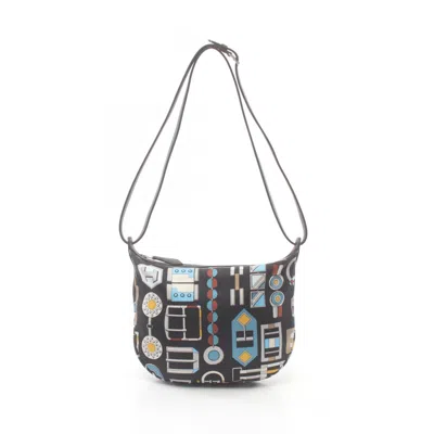 Pre-owned Hermes Black Multi-color Silk Swift Leather Shoulder Bag () In Black, Multi-color