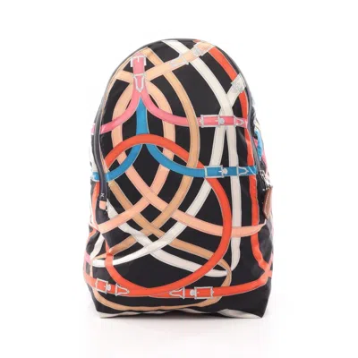 Pre-owned Hermes Black Multi-color Silk Barenia Leather Backpack ()