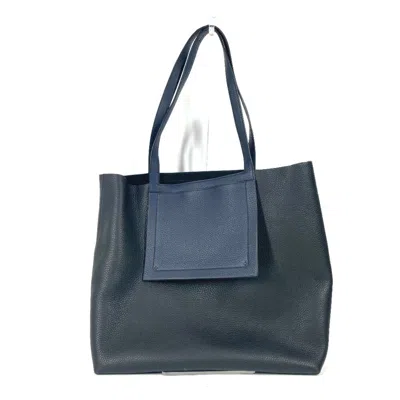 Pre-owned Hermes Black Navy Taurillon Clemence Leather Shoulder Bag Tote Bag ()