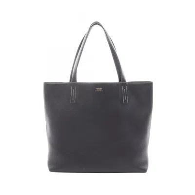 Pre-owned Hermes Black Navy Taurillon Clemence Leather Tote Bag () In Multi