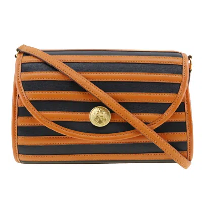 Pre-owned Hermes Black Orange Leather Shoulder Bag () In Black, Orange