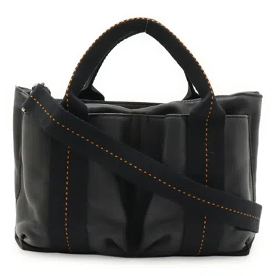Pre-owned Hermes Black Orange Veau Derma Shoulder Bag Tote Bag () In Multi