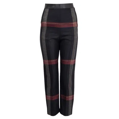 Pre-owned Hermes Black Red Wool 2020 Plaid Pants 34 Xxs