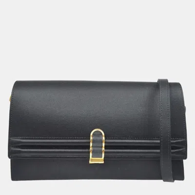 Pre-owned Hermes Black Satin 2way Clutch Shoulder Bag