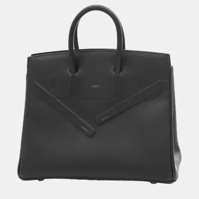 Pre-owned Hermes Black Shadow Swift Z Engraved Birkin Handbag
