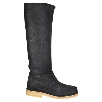 Pre-owned Hermes Black Shearling Lined Dakota Knee High Flat Boots Shoes 37