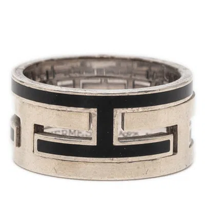 Pre-owned Hermes Black Silver Silver 925 Band Ring ()