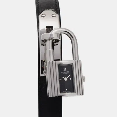 Pre-owned Hermes Black Stainless Steel Kelly Quartz Women's Wristwatch 20 Mm