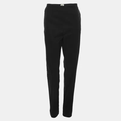 Pre-owned Hermes Hermès Black Stretch Cotton Trousers L