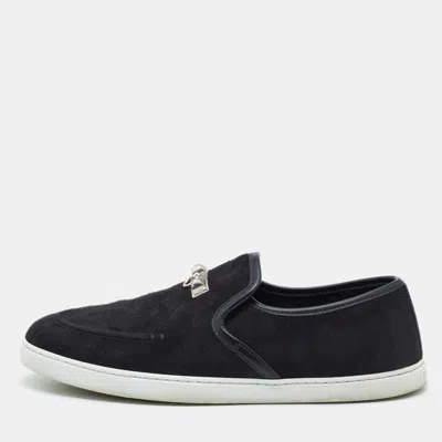 Pre-owned Hermes Black Suede And Leather Jour Loafers Size 38