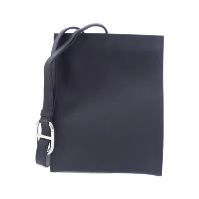 Pre-owned Hermes Black Swift Leather Chain/shoulder Wallet ()