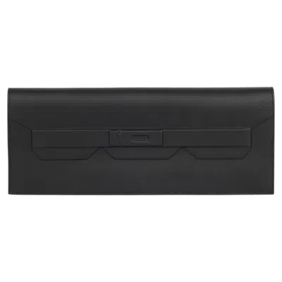 Pre-owned Hermes Hermès Black Swift Leather Shadow Birkin Cut Clutch