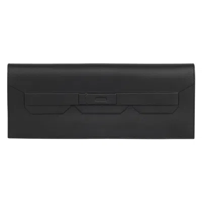 Pre-owned Hermes Hermès Black Swift Leather Shadow Birkin Cut Clutch