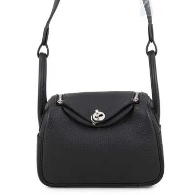 Hermes Black Taurillon Clemence Leather Handbag Shoulder Bag