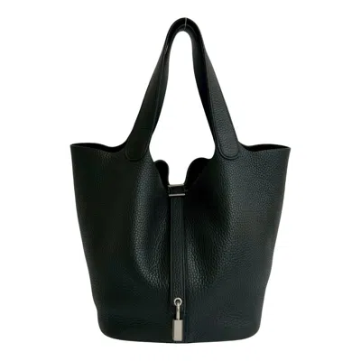 Pre-owned Hermes Black Taurillon Clemence Leather Handbag Tote Bag ()