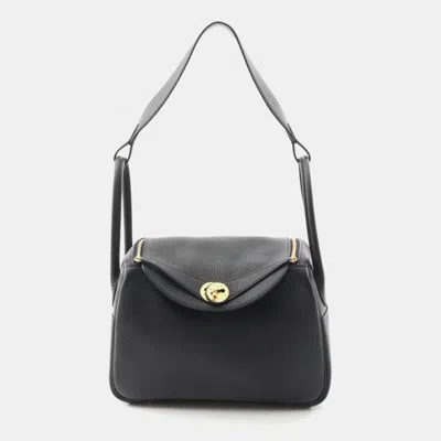 Pre-owned Hermes Black Taurillon Clemence Leather Lindy 26 Shoulder Bag